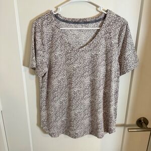 Jockey Women's Animal Print V Neck Short Sleeve T Shirt Top Size Medium